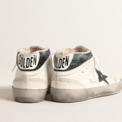 Golden Goose Mid Star With Green Metallic Leather Star And White Flash