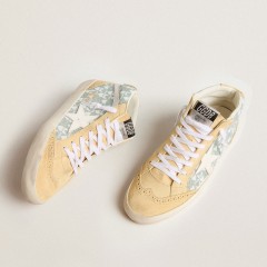 Golden Goose Mid Star With Heart Print In Swarovski Crystals And Silver Flash