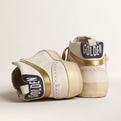 Golden Goose Mid Star With Pink Suede Star And Gold Metallic Leather Flash