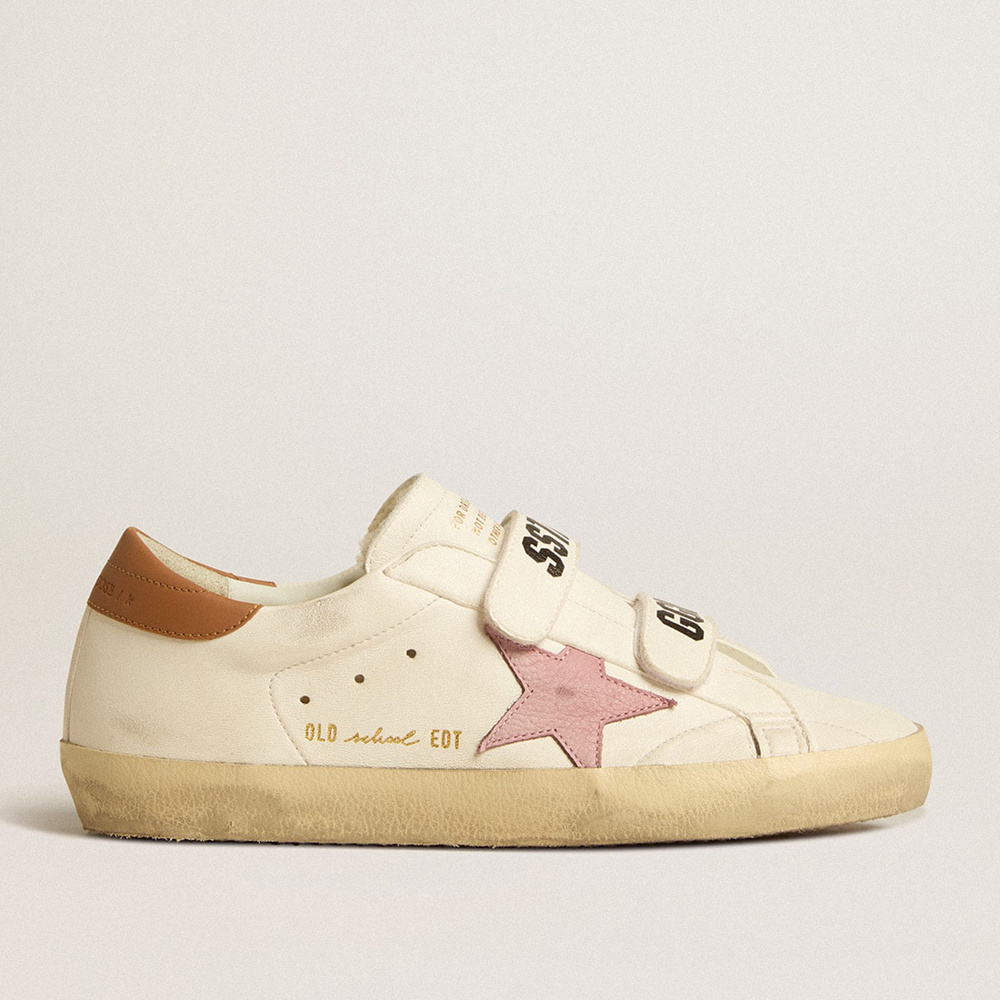 Golden Goose Old School In Nappa Leather With Pink Leather Star And Beige Shearling Lining