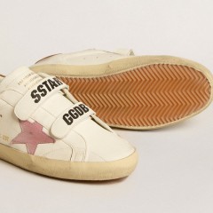 Golden Goose Old School In Nappa Leather With Pink Leather Star And Beige Shearling Lining