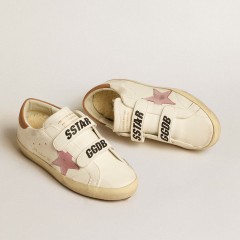 Golden Goose Old School In Nappa Leather With Pink Leather Star And Beige Shearling Lining