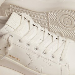 Golden Goose Purestar In White Leather With Silver Swarovski Crystal Heel Tab