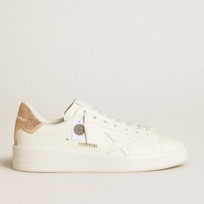 Golden Goose Purestar With Leather Star And Suede Heel Tab With Swarovski Crystals