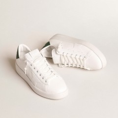 Golden Goose Purestar With White Bio-based Star And Mat Green Leather Heel Tab