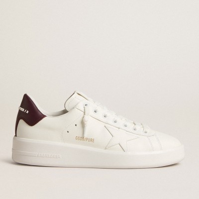 Golden Goose Purestar With White Leather Star And Plum Leather Heel Tab