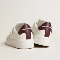 Golden Goose Purestar With White Leather Star And Plum Leather Heel Tab