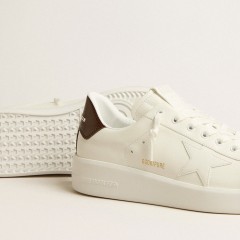 Golden Goose Purestar With White Star And Burgundy Lizard-print Heel Tab