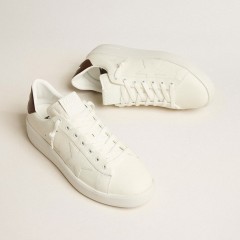 Golden Goose Purestar With White Star And Burgundy Lizard-print Heel Tab