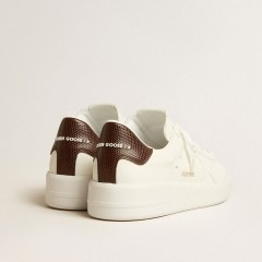 Golden Goose Purestar With White Star And Burgundy Lizard-print Heel Tab