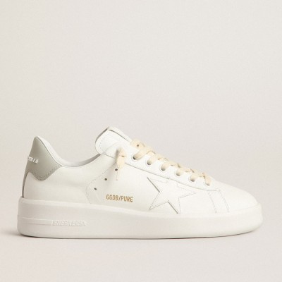 Golden Goose Purestar With White Star And Gray Leather Heel Tab