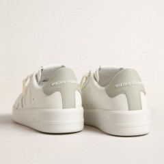 Golden Goose Purestar With White Star And Gray Leather Heel Tab