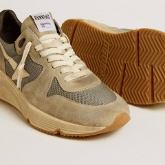 Golden Goose Running Sole In Gray Suede With White Star And White Heel Tab