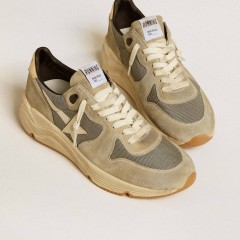 Golden Goose Running Sole In Gray Suede With White Star And White Heel Tab