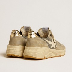 Golden Goose Running Sole In Gray Suede With White Star And White Heel Tab