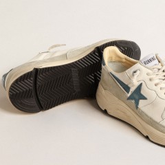 Golden Goose Running Sole In Nappa With Blue Leather Star And Suede Insert