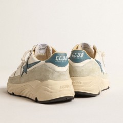 Golden Goose Running Sole In Nappa With Blue Leather Star And Suede Insert