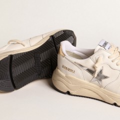 Golden Goose Running Sole In Nappa With Silver Star And Gold Leather Heel Tab