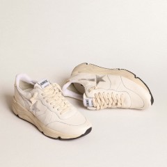 Golden Goose Running Sole In Nappa With Silver Star And Gold Leather Heel Tab