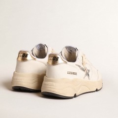 Golden Goose Running Sole In Nappa With Silver Star And Gold Leather Heel Tab