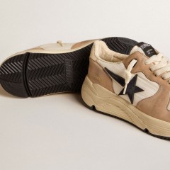 Golden Goose Running Sole In Nylon And Nubuck With Dark Blue Suede Star