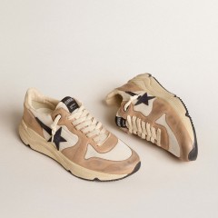 Golden Goose Running Sole In Nylon And Nubuck With Dark Blue Suede Star