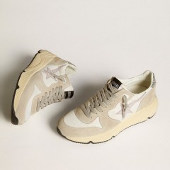 Golden Goose Running Sole LTD In Mesh With Leather Star And Glitter Heel Tab