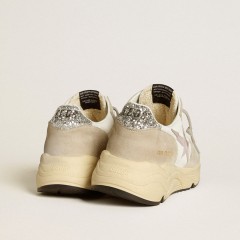 Golden Goose Running Sole LTD In Mesh With Leather Star And Glitter Heel Tab