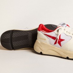 Golden Goose Running Sole LTD In White Nappa And Nylon With A Red Leather Star