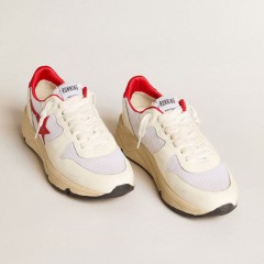 Golden Goose Running Sole LTD In White Nappa And Nylon With A Red Leather Star