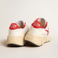 Golden Goose Running Sole LTD In White Nappa And Nylon With A Red Leather Star