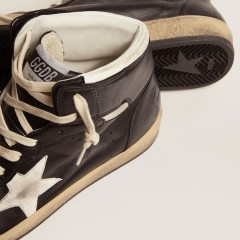 Golden Goose Sky-Star In Black Nappa Leather With White Leather Star