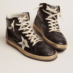 Golden Goose Sky-Star In Black Nappa Leather With White Leather Star