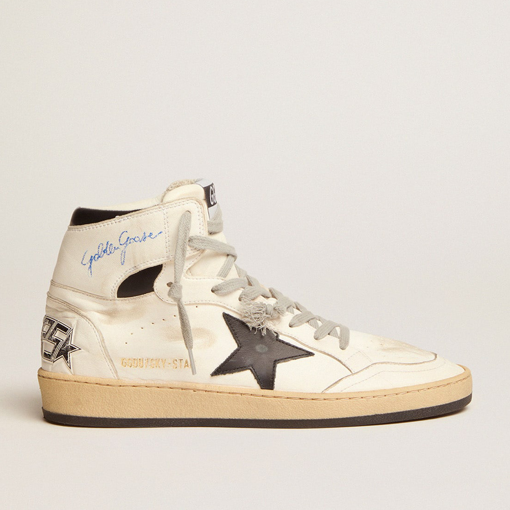 Golden Goose Sky-Star In White Leather With Black Leather Star