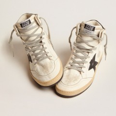 Golden Goose Sky-Star In White Leather With Black Leather Star