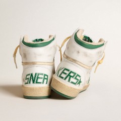 Golden Goose Sky-Star In White Leather With Green Leather Star