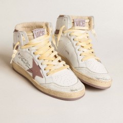 Golden Goose Sky-Star In White Leather With Pink Leather Star