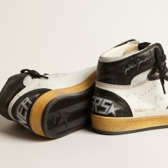 Golden Goose Sky-Star In White Nappa Leather With Black Leather Star