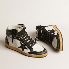 Golden Goose Sky-Star In White Nappa Leather With Black Leather Star