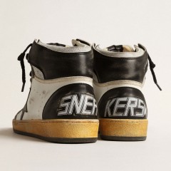 Golden Goose Sky-Star In White Nappa Leather With Black Leather Star