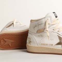 Golden Goose Sky-Star In White Nappa Leather With Gold Metallic Leather Star And Heel Tab