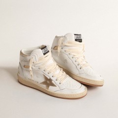 Golden Goose Sky-Star In White Nappa Leather With Gold Metallic Leather Star And Heel Tab