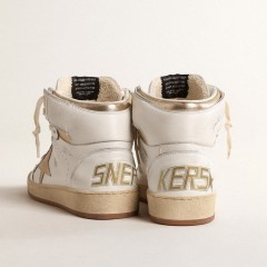 Golden Goose Sky-Star In White Nappa Leather With Gold Metallic Leather Star And Heel Tab