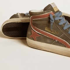 Golden Goose Slide In Gray Suede With Brown Nubuck Star And Flash