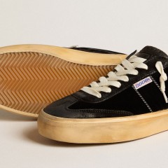 Golden Goose Soul Star In Black Velvet With White Leather Heel Tab