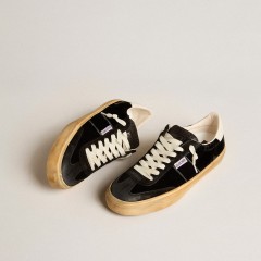 Golden Goose Soul Star In Black Velvet With White Leather Heel Tab