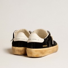 Golden Goose Soul Star In Black Velvet With White Leather Heel Tab