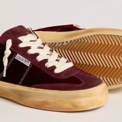 Golden Goose Soul Star In Burgundy Velvet With White Leather Heel Tab