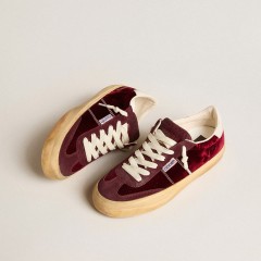 Golden Goose Soul Star In Burgundy Velvet With White Leather Heel Tab