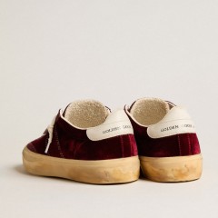 Golden Goose Soul Star In Burgundy Velvet With White Leather Heel Tab